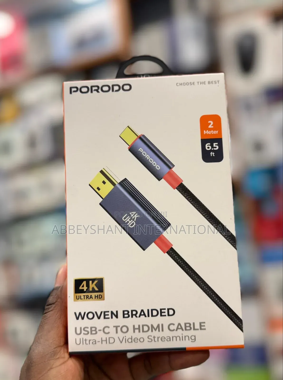 Porodo Ultra Hd Woven Braided Usb-C to Hdmi Cable