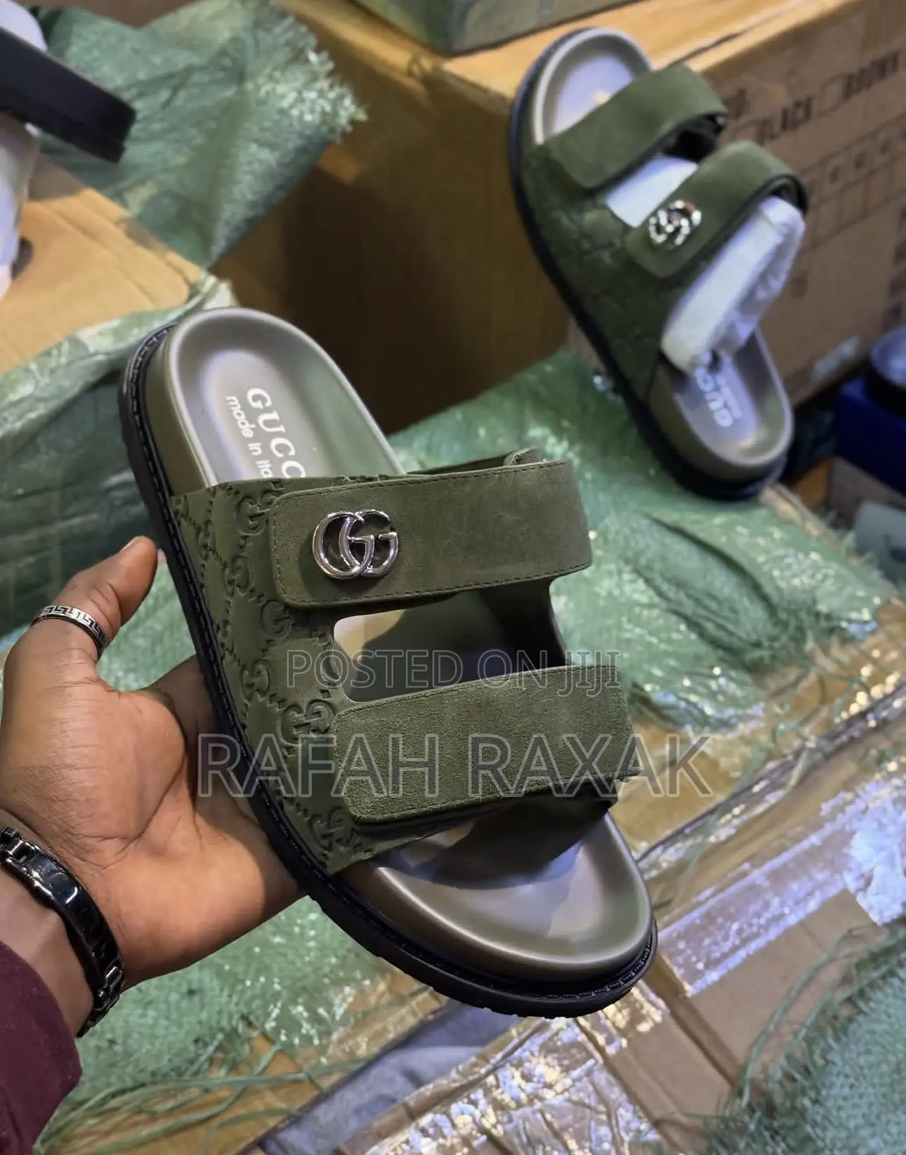Embossed Double Strap Gucci Men’S Gg Slide Sandals
