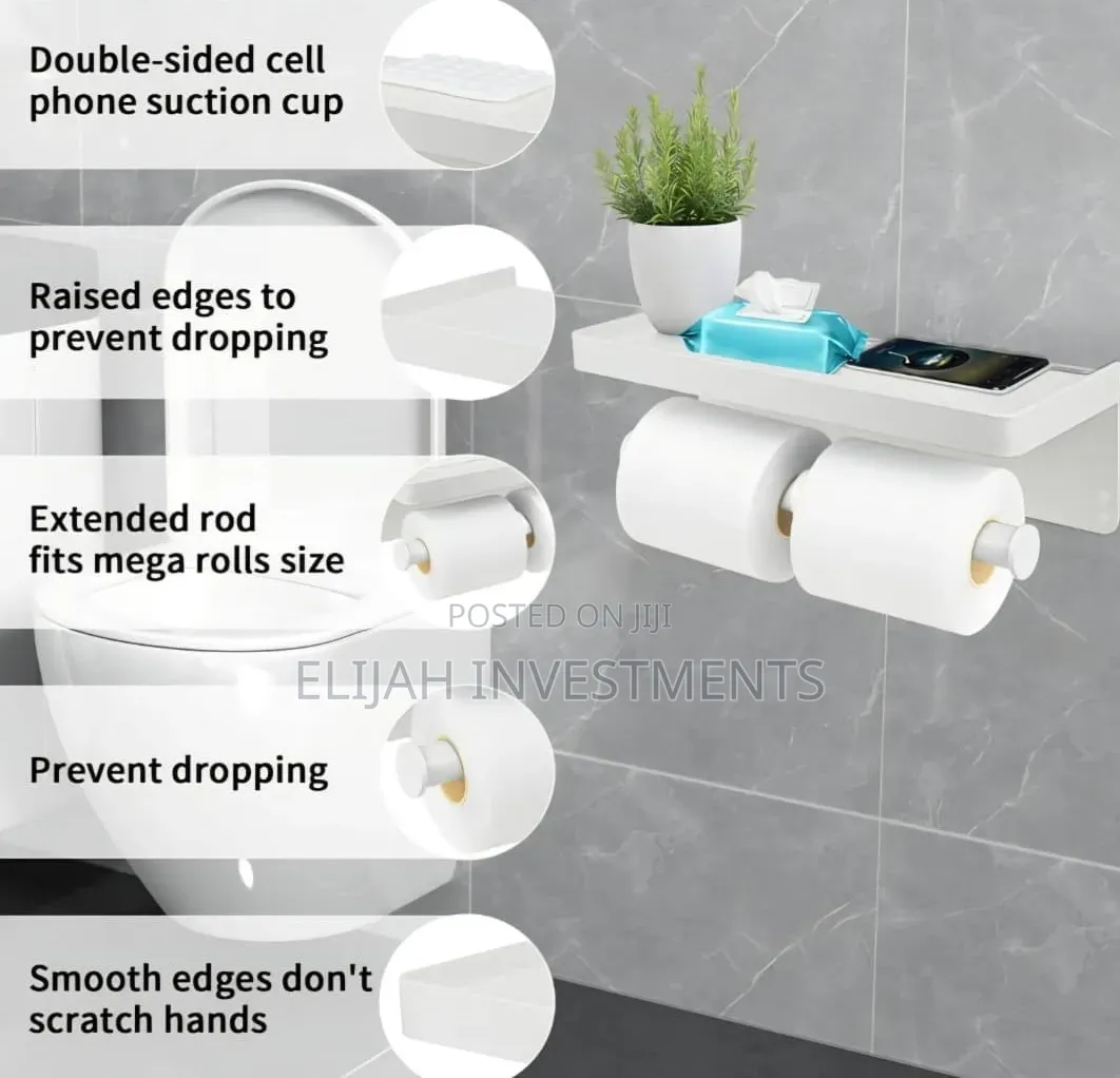 Bathlux White Bathroom Double Toilet Roll Holder