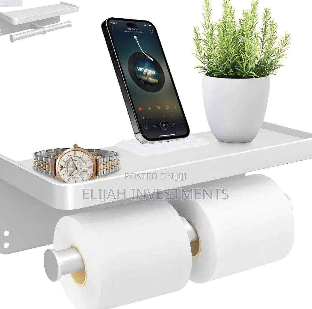 Bathlux White Bathroom Double Toilet Roll Holder