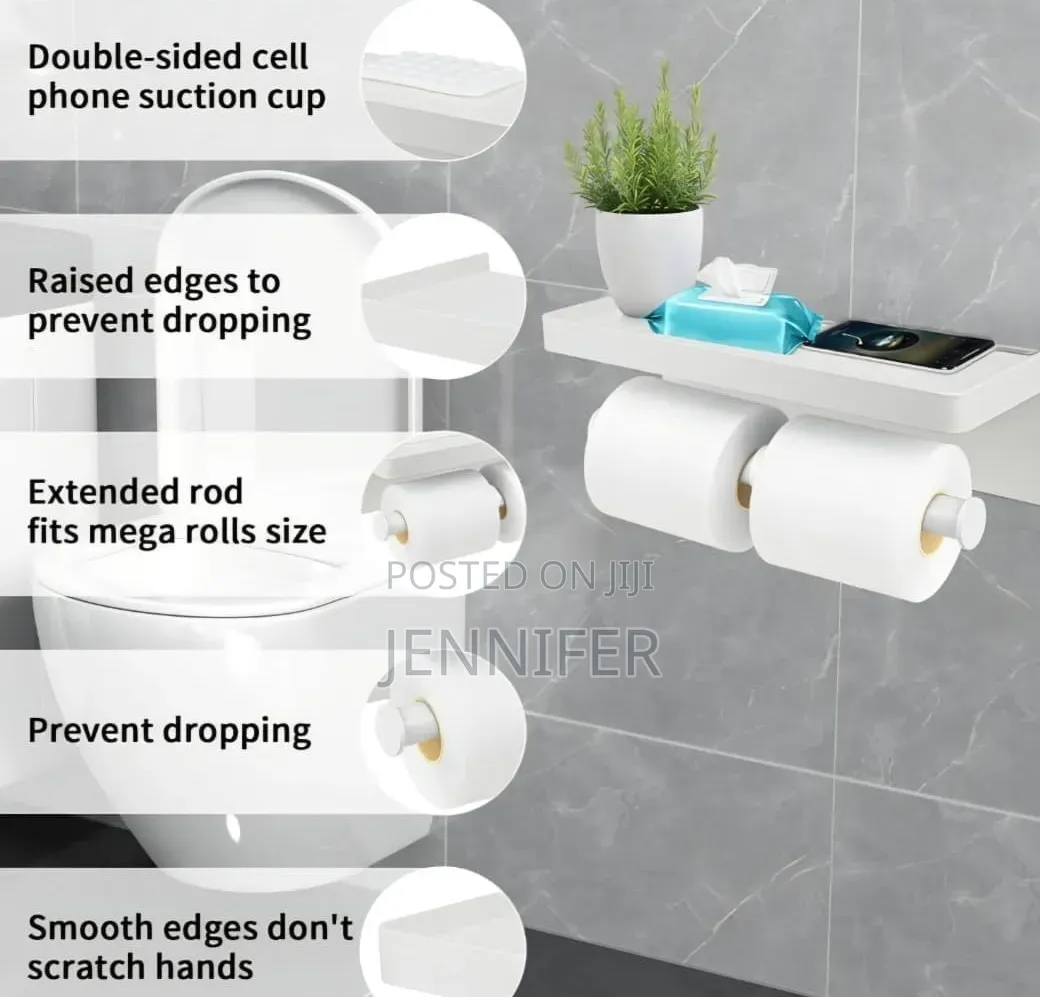 Bathlux White Bathroom Double Toilet Roll Holder