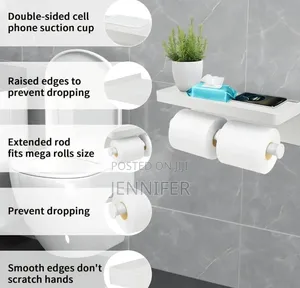 Bathlux White Bathroom Double Toilet Roll Holder