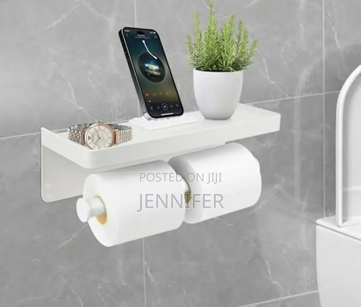 Bathlux White Bathroom Double Toilet Roll Holder