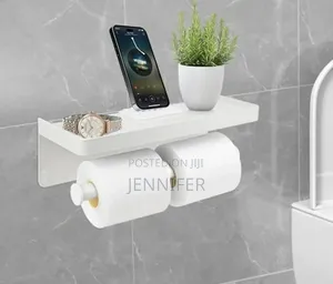 Bathlux White Bathroom Double Toilet Roll Holder