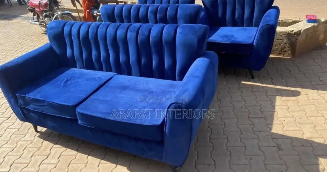 Royal Sapphire Tufted Sofa Set 