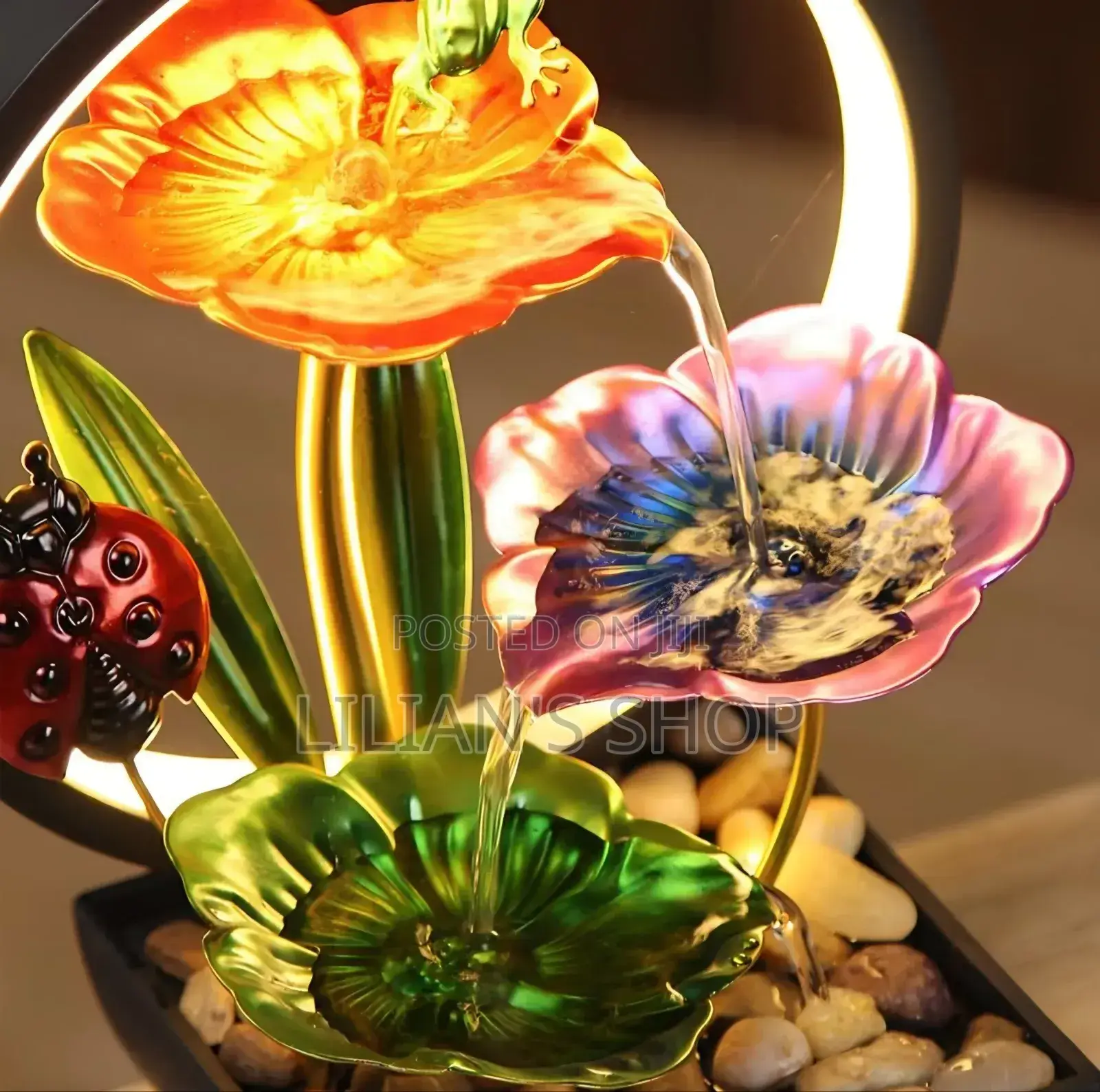 Ladybug Tabletop Fountain With Led Lighting