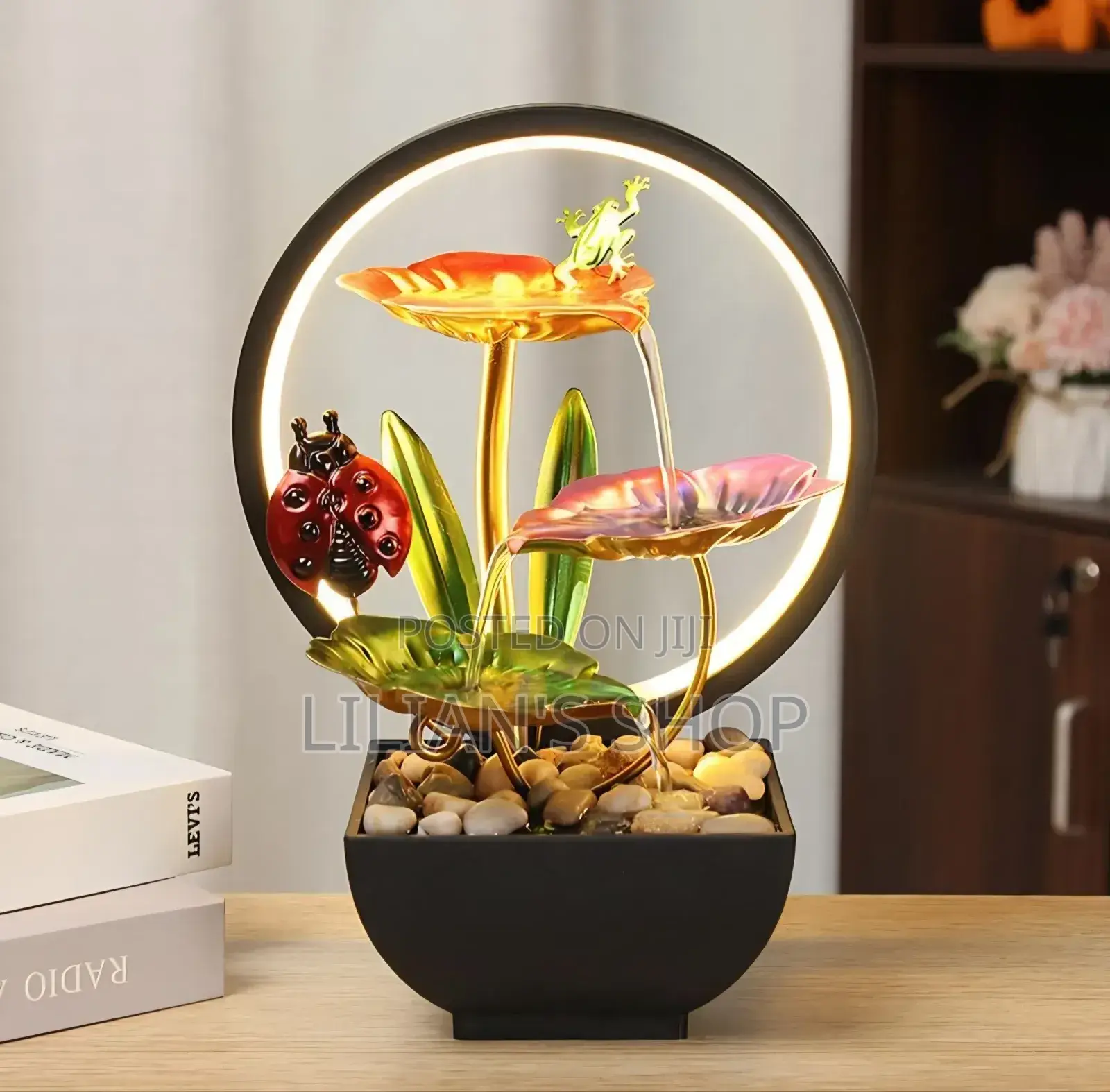 Ladybug Tabletop Fountain With Led Lighting