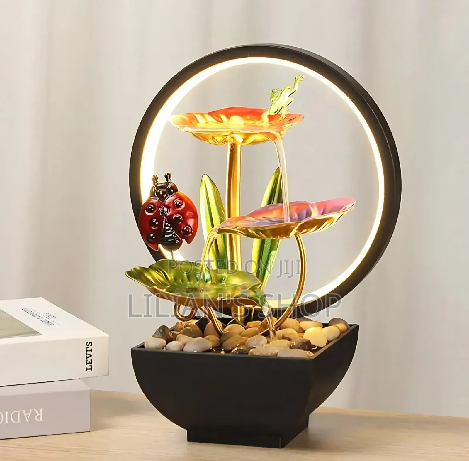 Ladybug Tabletop Fountain With Led Lighting