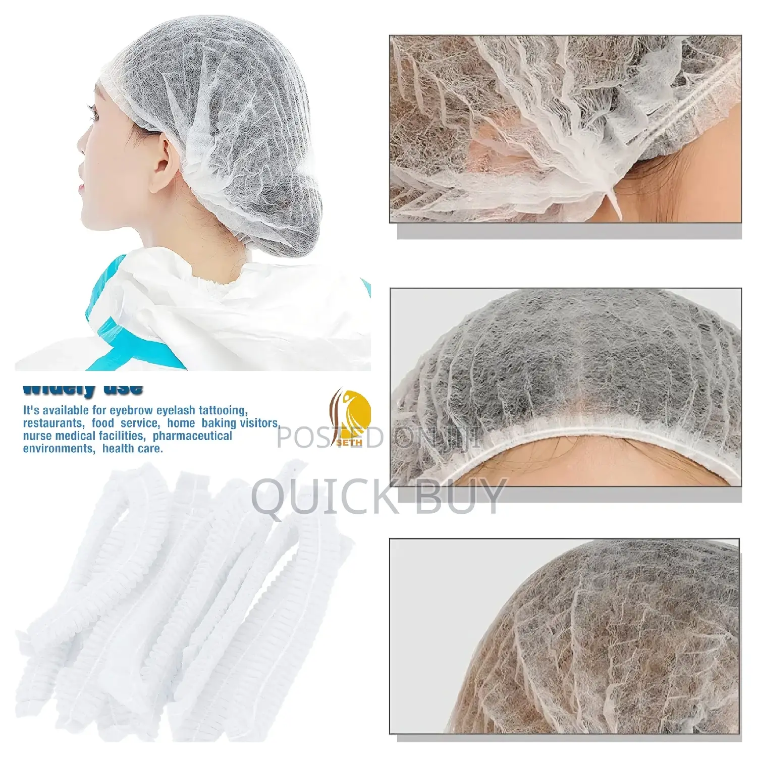 100pcs Non-woven Disposable Hair Net Bouffant Caps