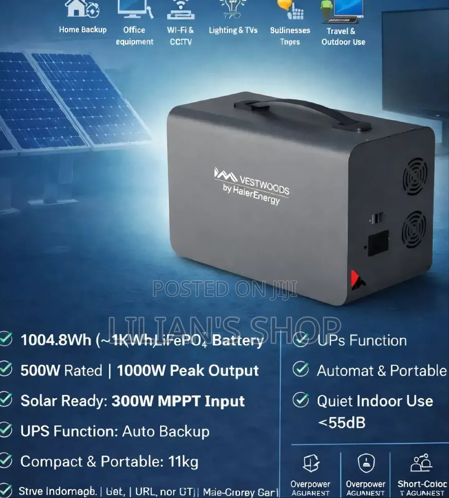 Vestwoods 1000w Portable Power Station by Haier Energy.
