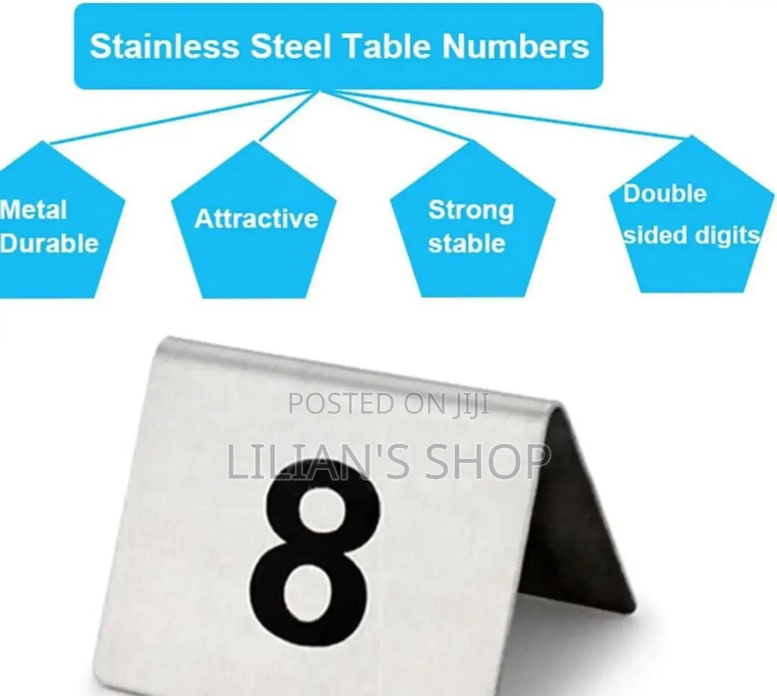 1-12 Stainless Steel Table Number Tent Set