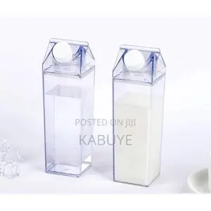 Clear Plastic Milk Carton-Style Water Bottle.