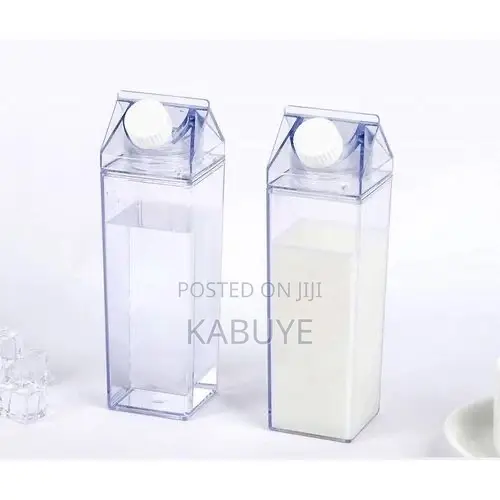 Clear Plastic Milk Carton-Style Water Bottle.
