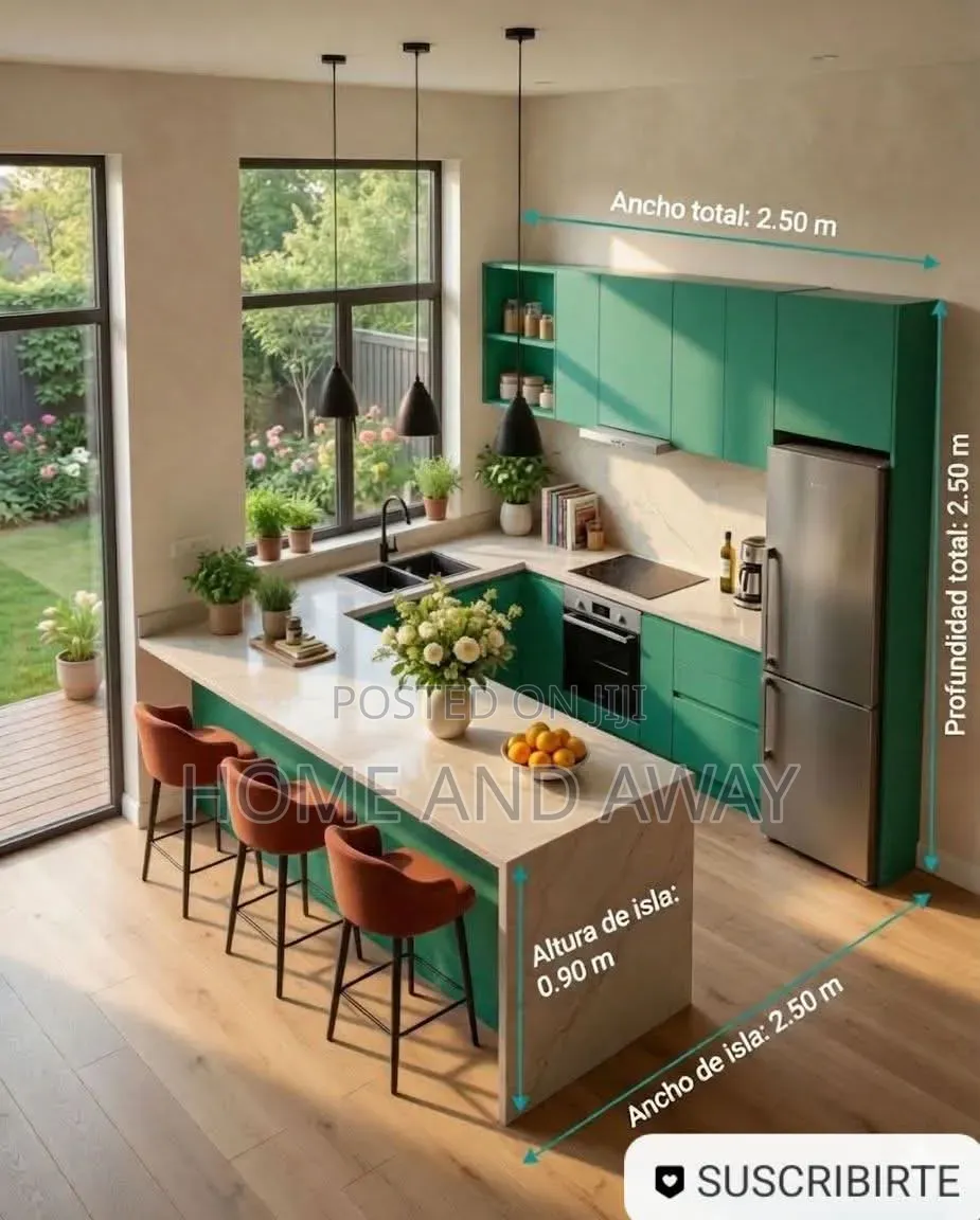U Shape Peninsula Kitchen Cabinets in Any Colour 980,000/- Per Meter
