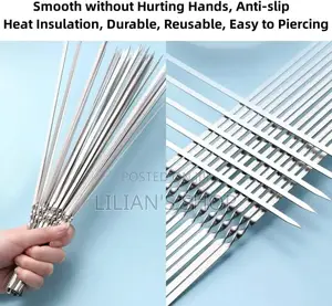 10pcs Flat Stainless Steel Kabob Skewers.