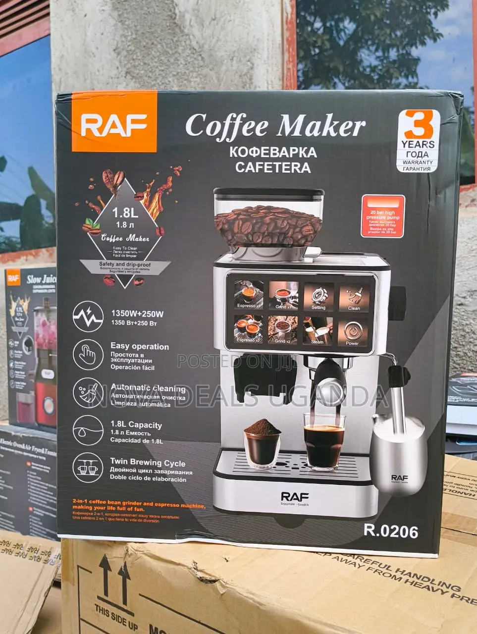 Raf Coffee Maker Commercial Grinder R.0206 1.8l Espresso Machine