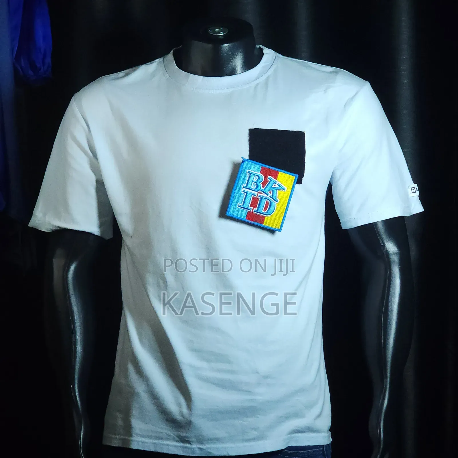 Light Sky Blue Graphic Tshirt Ft a Bk Id Patch On The Left Chest.