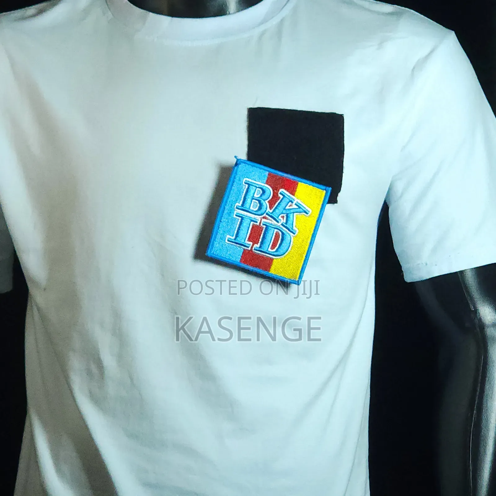 Light Sky Blue Graphic Tshirt Ft a Bk Id Patch On The Left Chest.