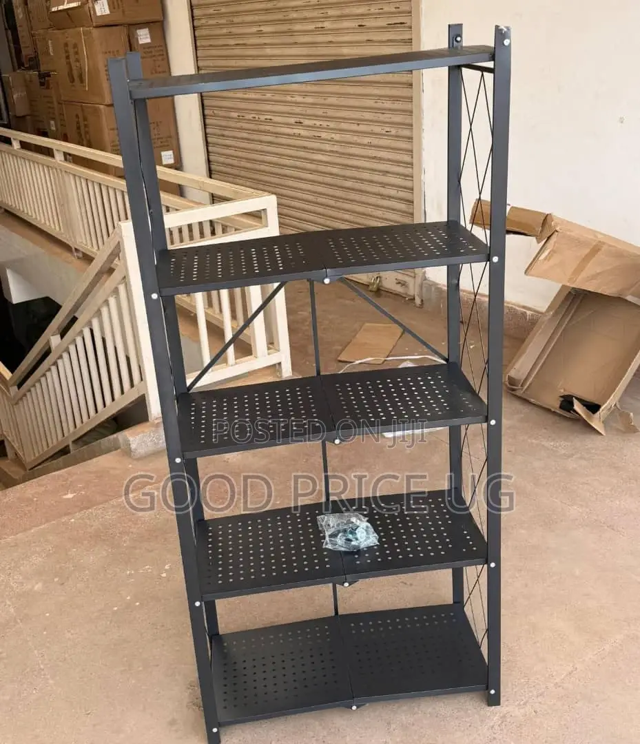 Black 5-Layer Foldable Metal Storage Rack