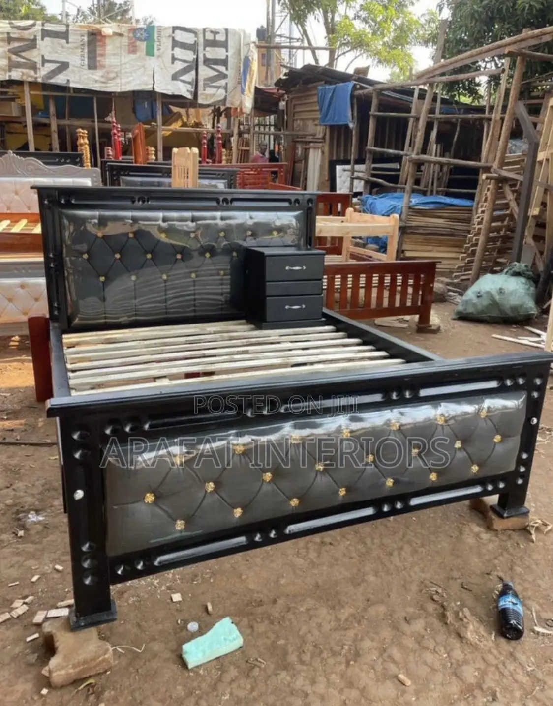Luxury Black Tufted Bed Frame