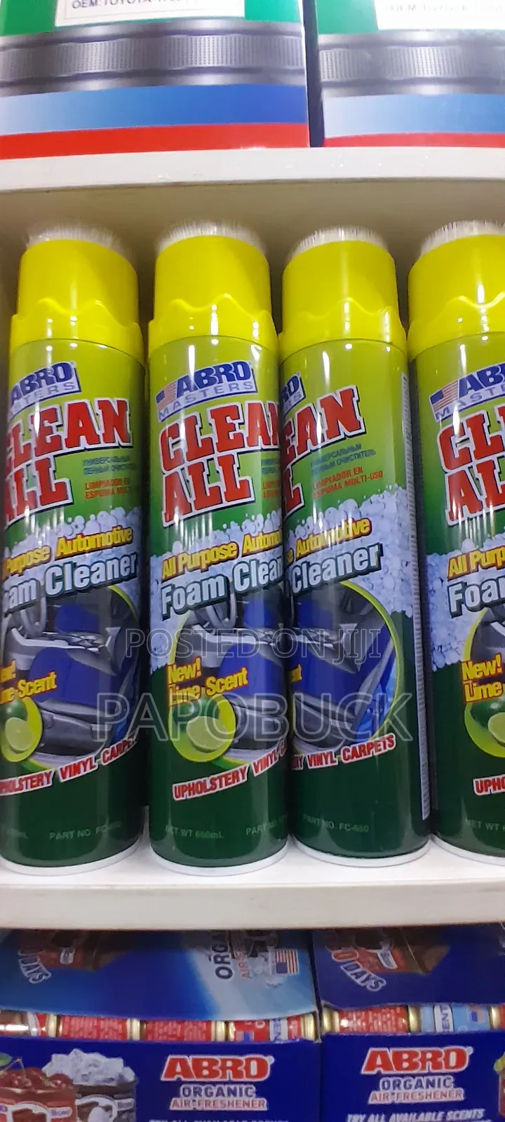 Abro Masters Clean All-Purpose Automotive Foam With a Lime Scent.