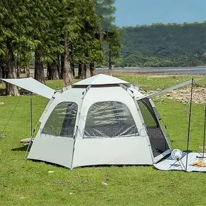 Grey Hexagon Camping Tent With Shade - 6 People