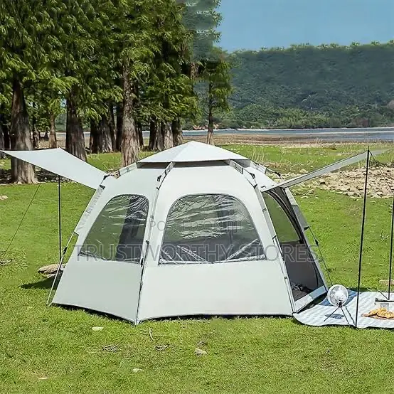 Grey Hexagon Camping Tent With Shade - 6 People