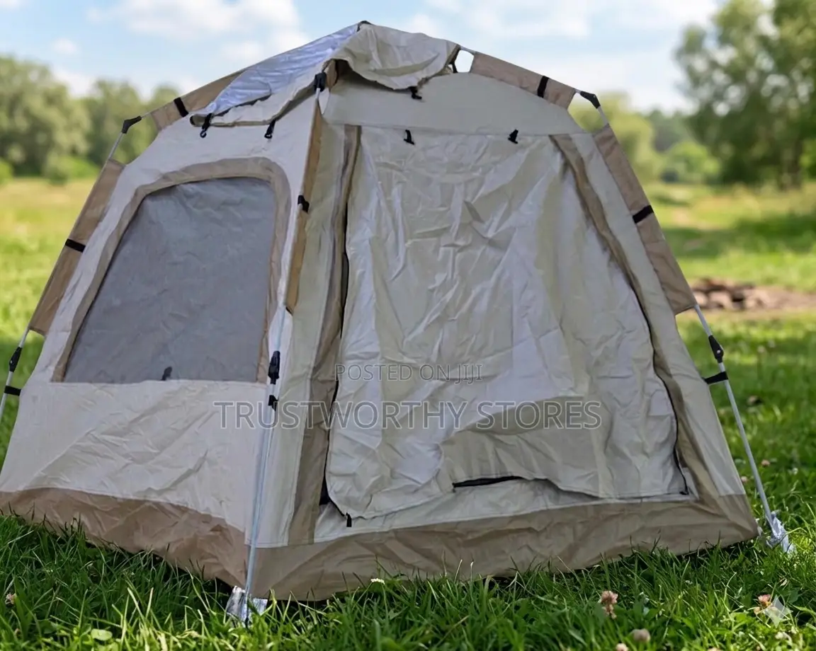5 People Automatic Grey Camping Tent With a Canopy