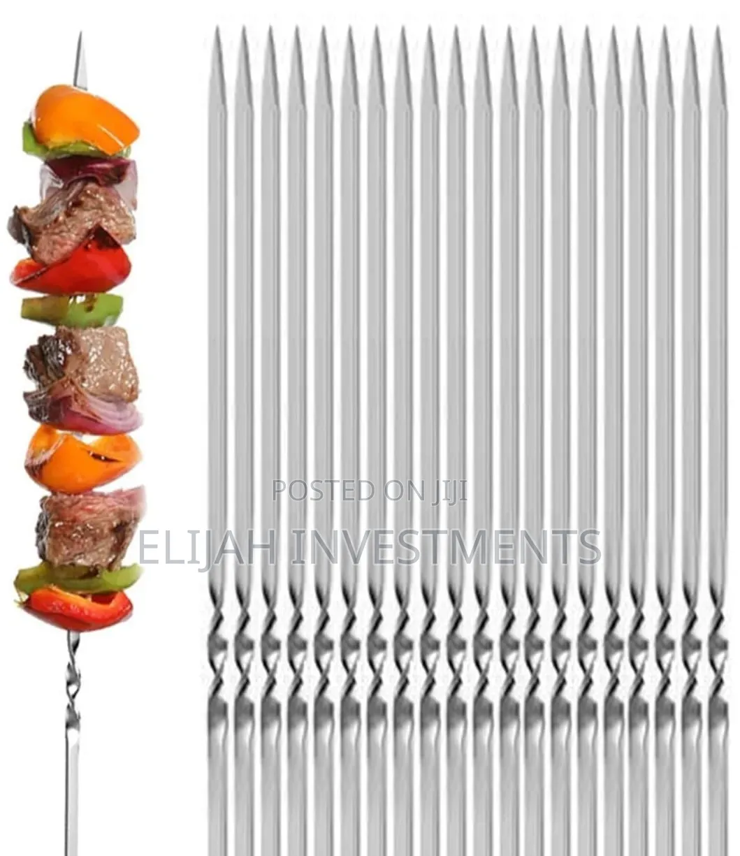 10pcs Flat Stainless Steel Kabob Skewers.