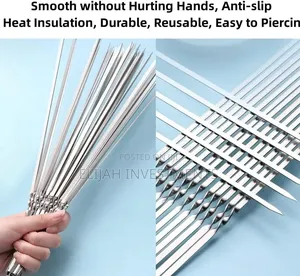10pcs Flat Stainless Steel Kabob Skewers.