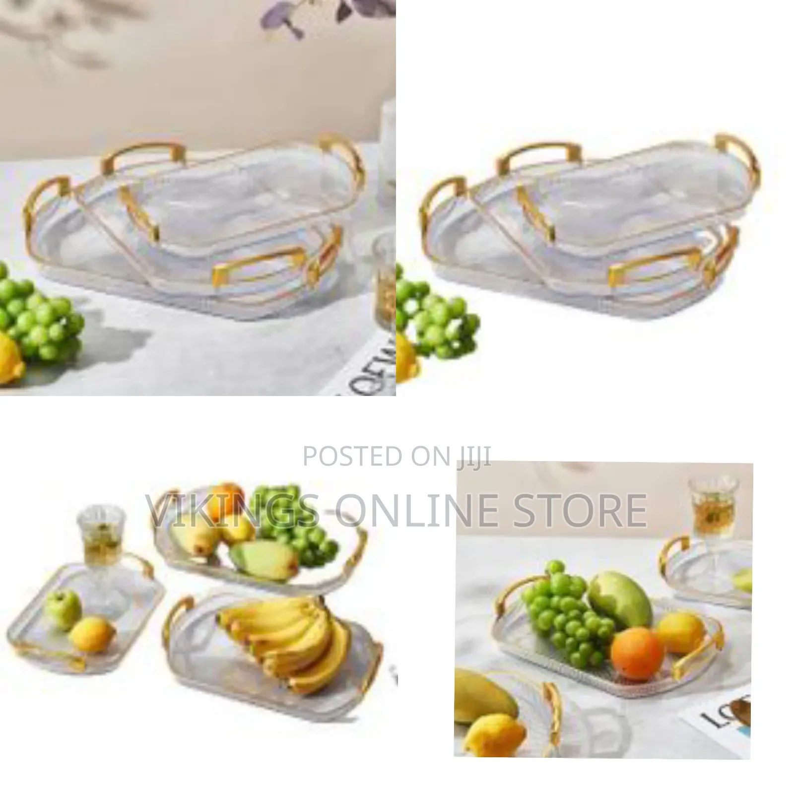 3 Pieces of Rectangle Food Tray Fruit Tea Table Serving Tray Home Desk
