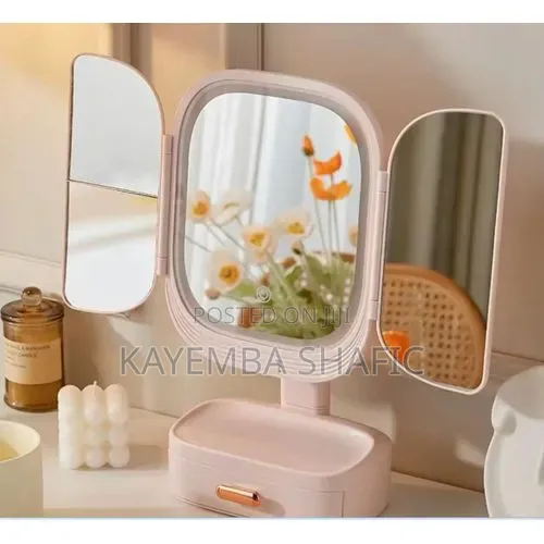 Tri Fold Led Makeup Mirror- Multicolor