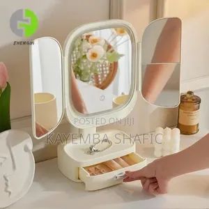 Tri Fold Led Makeup Mirror- Multicolor