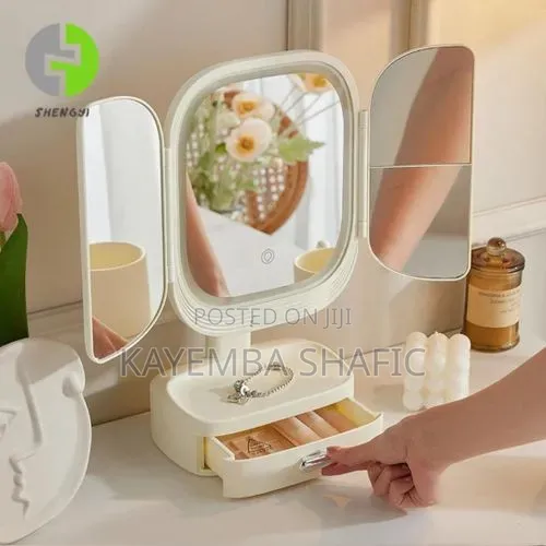 Tri Fold Led Makeup Mirror- Multicolor