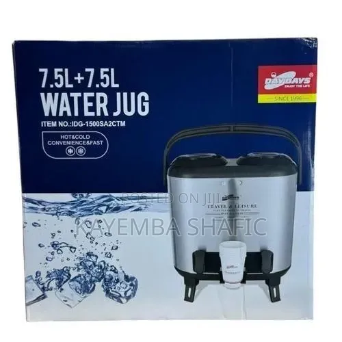 7.5l + 7.5l Water Jug Twin Flask- Sliver and Black