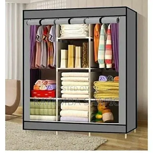 Portable Wardrobe 3 Column Grey