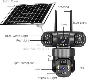 Triple Lens Solar Powered Security Camera