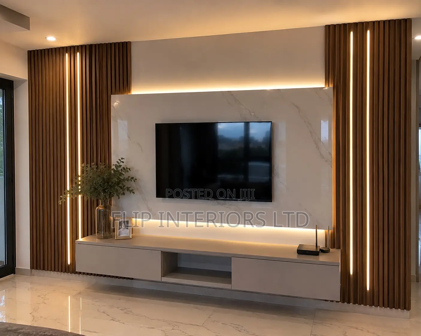 Decorative Slat Wall Feature Panel Installation Services (Tv Unit)