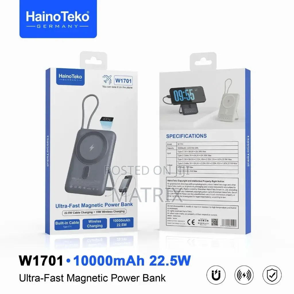 Hainoteko Mini 10000mah Ultra-Fast Magnetic Power Bank