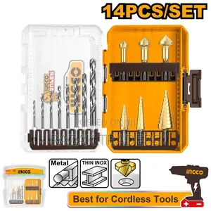 Ingco Akdl61401 Industrial Hex 14-Piece HSS Metal Drill Bit Set