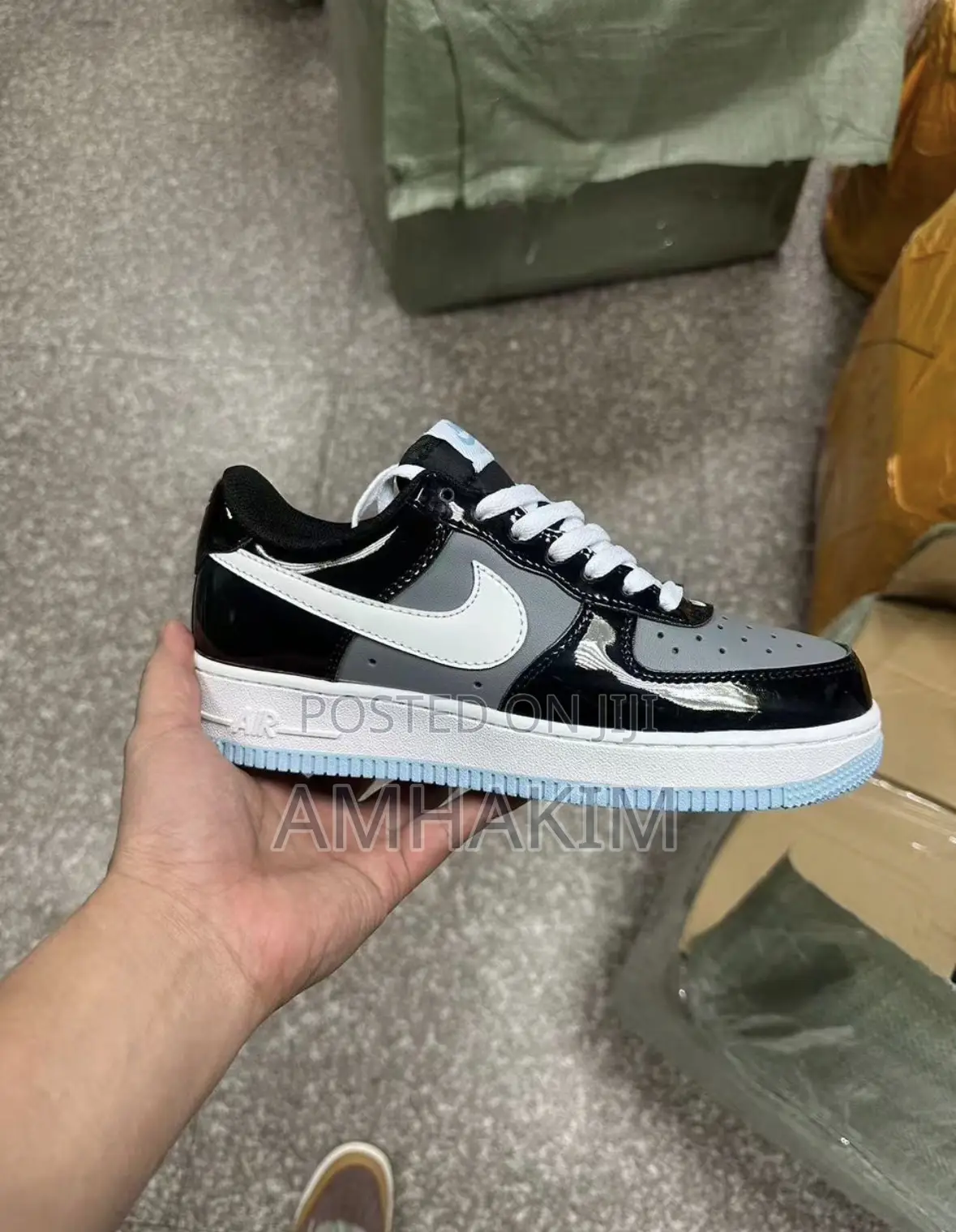 Genuine Nike Air Force 1 '07' Low Black and Armory Blue in Stock