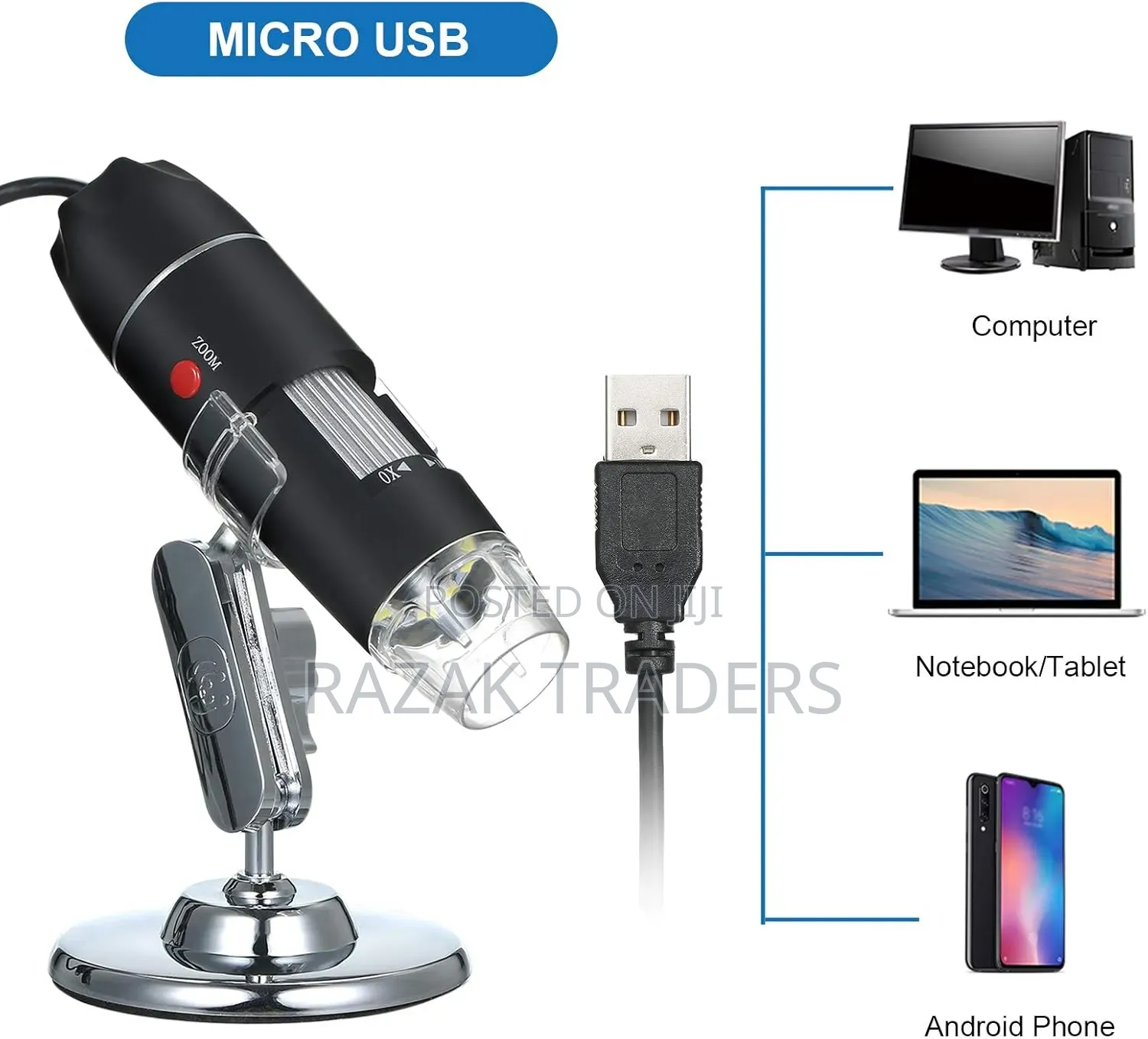 Usb Digital Microscope 1600x 8 Led Magnification Camera With Stand