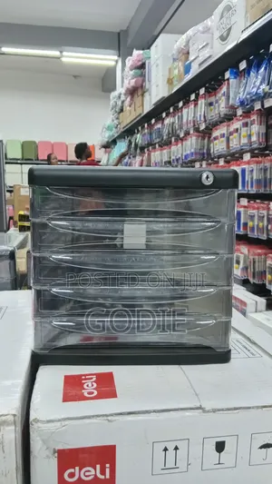 Deli 5-Drawer Desktop File Cabinet With Secure Lock.