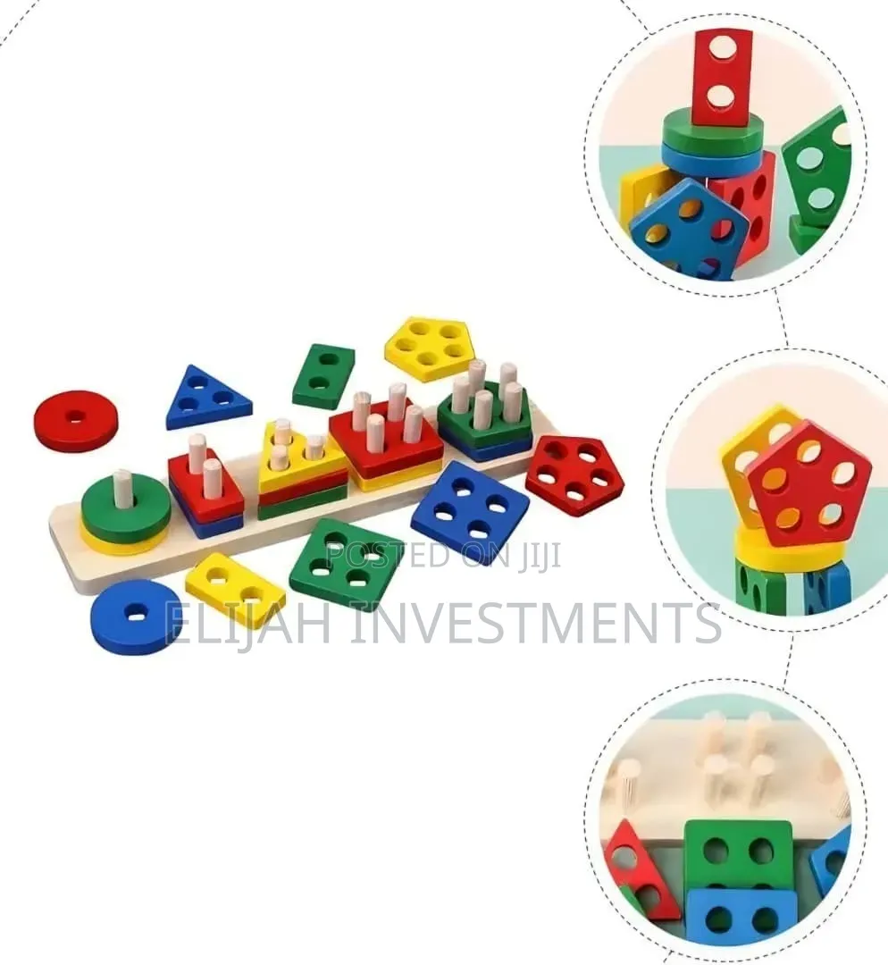 Kids Wooden Shape Sorter and Stacking Toy