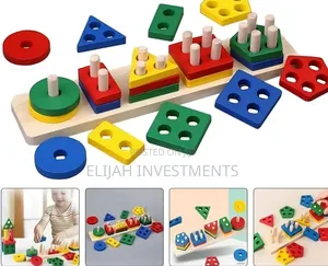 Kids Wooden Shape Sorter and Stacking Toy