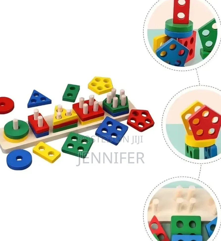Kids Wooden Shape Sorter and Stacking Toy
