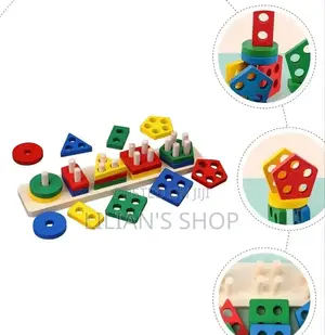 Kids Wooden Shape Sorter and Stacking Toy