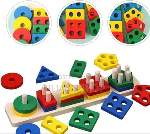 Kids Wooden Shape Sorter and Stacking Toy