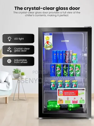 Geepas 120l Showcase Chiller – Glass Door Beverage Fridge