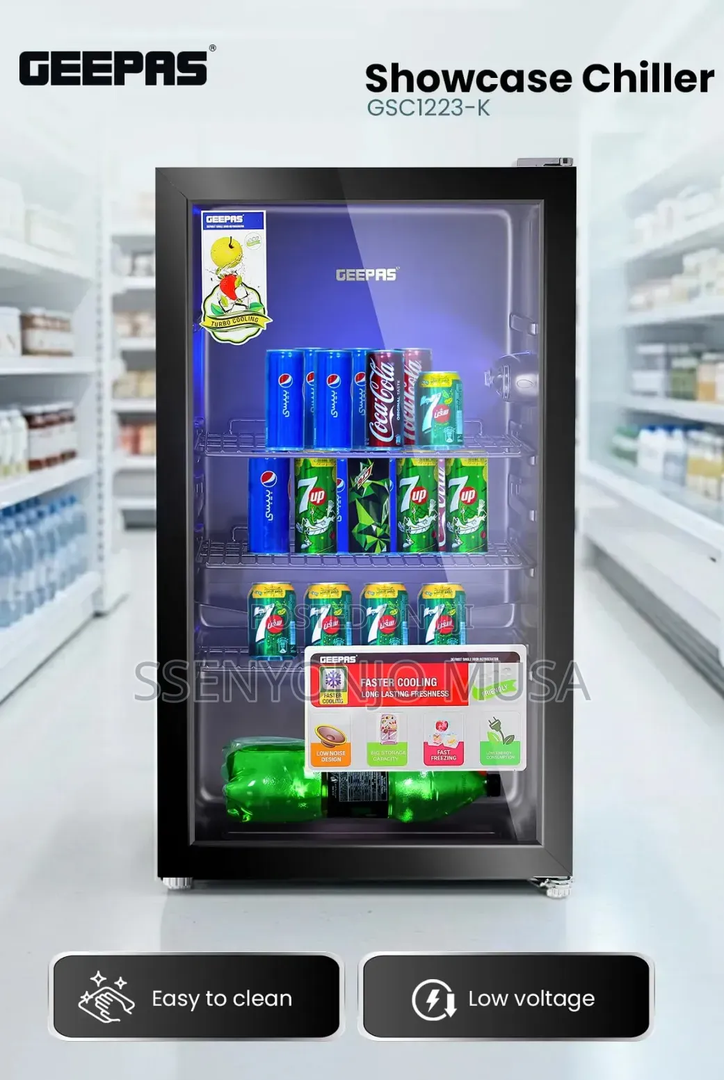 Geepas 120l Showcase Chiller – Glass Door Beverage Fridge